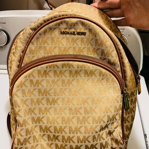 Michael Kors Gold/Tan MK Signature Backpack